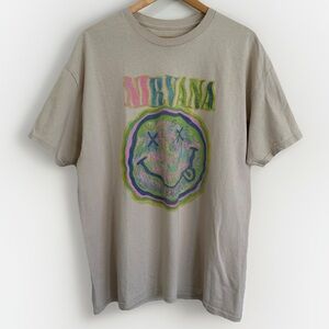 Nirvana Graphic Band Tee Tan Tie Dye Logo XL Cotton
